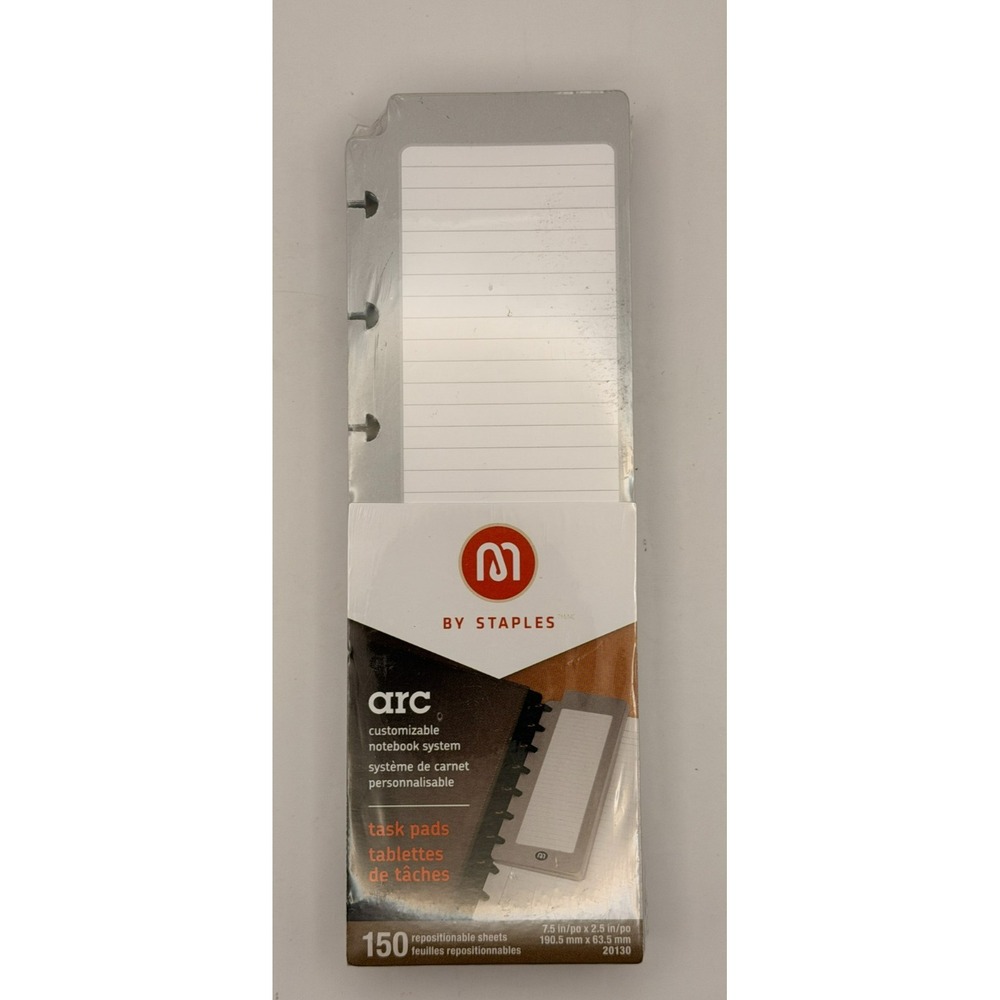 Staples M by Arc Task Pads 150 Repositionable Sheets 7.5 x 2.5 New Sealed